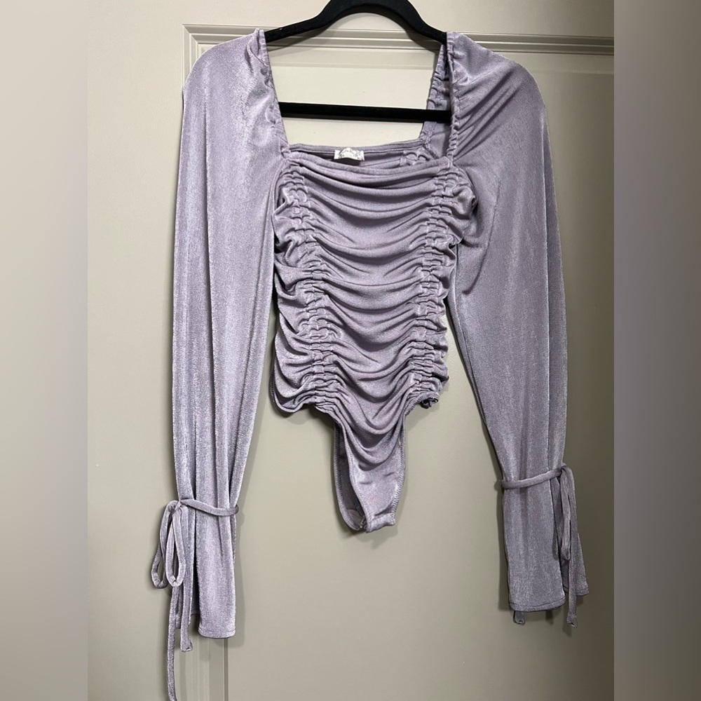 Free People Meant to Be Ruched Lavender Bodysuit | Size XS - Picture 3 of 12